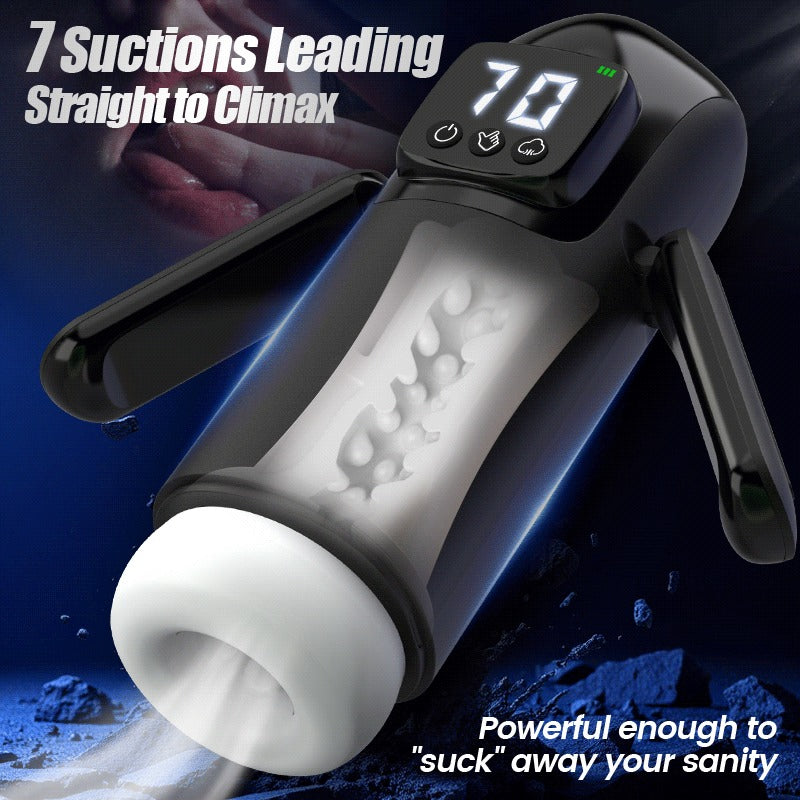 Phantom - 7 Suctions 7 Vibrations  Dual Handles  Large Granule Channel Texture  Male Masturbator - Image 4